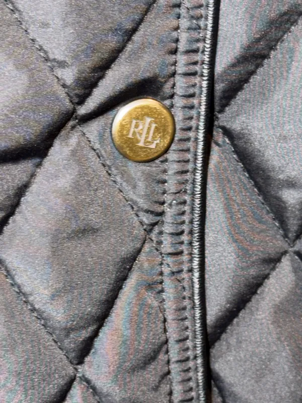 Lauren Ralph Lauren Black Quilted Coat with‎ Cream Faux-Sherpa Collar - Image 3