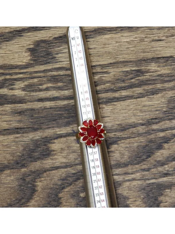 NEW Gemstone Cluster Floral Marquise Cut Starburst Halo Ring Gold / Red 7 - Image 2