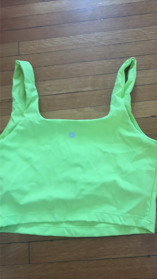 Neon yellow workout tank with built in bra - Image 2