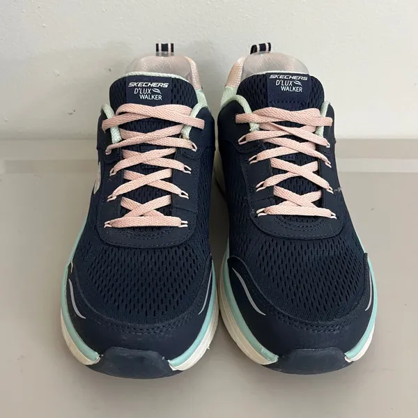 Skechers D'Lux Walker Sneaker Womens 10 Navy Leather Mesh Relaxed Fit 149023 - Image 3