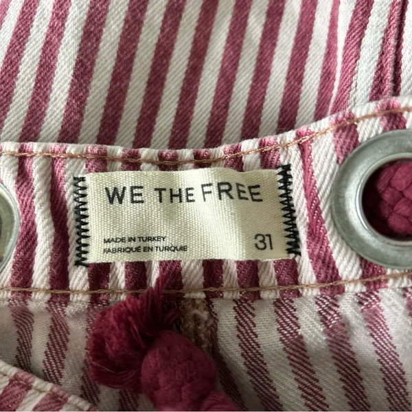 Free People Moxie Railroad Low Slung Barrel Leg Jeans Brick Stripe Size 31 - Image 14