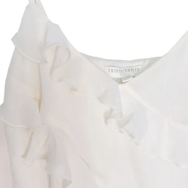 Thirty Thirty‎ Cream Ruffle Cami Top Adjustable Straps Size Large EUC - Image 4