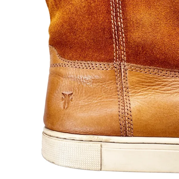 Frye Gemma Tall Shearling Boots Suede and Leather Cognac Size 8.5 - Image 9