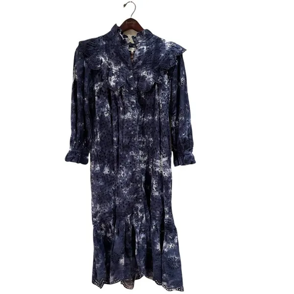 NEW LoveShackFancy Eyelet Lace Tie Dye Ruffle Dress - Image 4