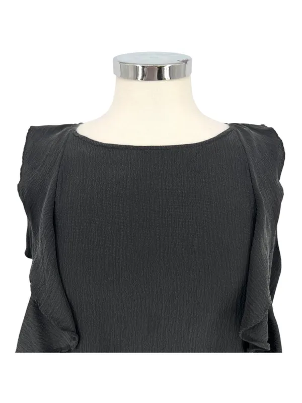 Sanctuary Black Silk Ruffle Sleeveless Top Blouse Large Romantic Dark Coquette - Image 2
