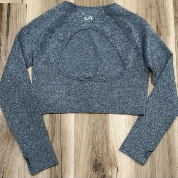 TLF React Seamless Long Sleeve Athletic Shirt Charcoal Heather Women’s XL - Image 4