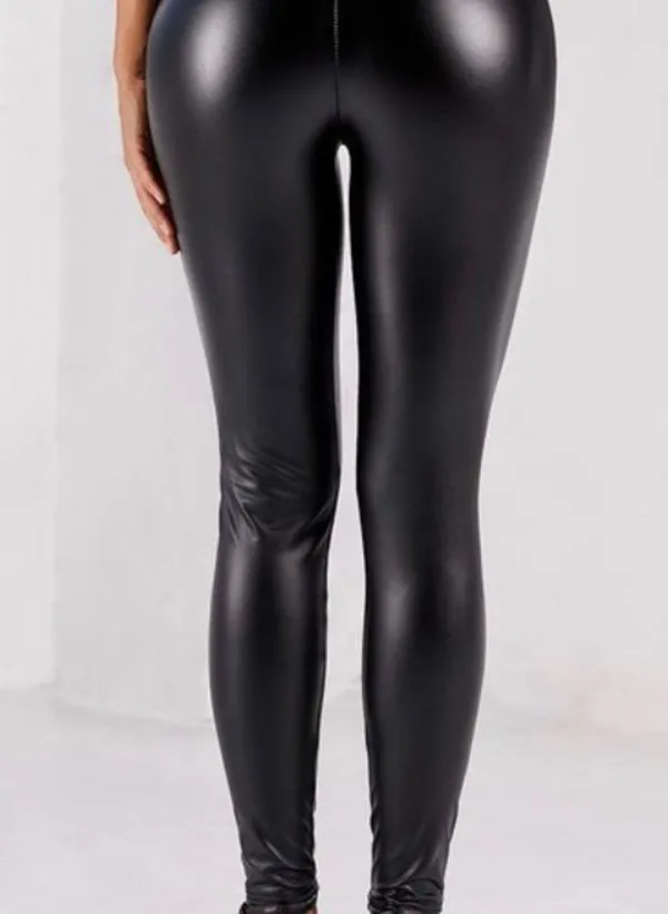Black faux leather leggings - Image 2