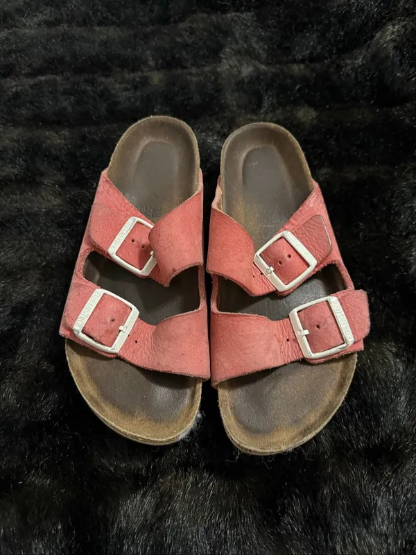 Birkenstock Arizona Washed Suede Sandals Red/Washed shoes 38 7.5 - Image 2