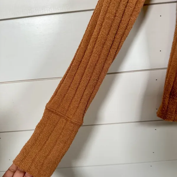 Free People NEW We the Free Oliver Boucle Ribbed Long sleeve Henley in Clay, XS, MSRP $58 - Image 6