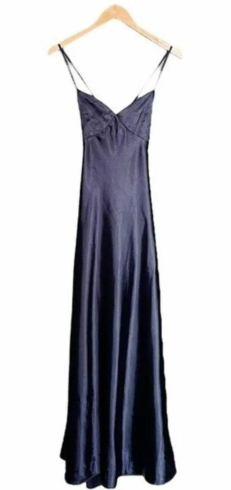 Lulus Dress One Last Glance Satin Backless Slip Dress Navy Blue Size Medium - Image 3