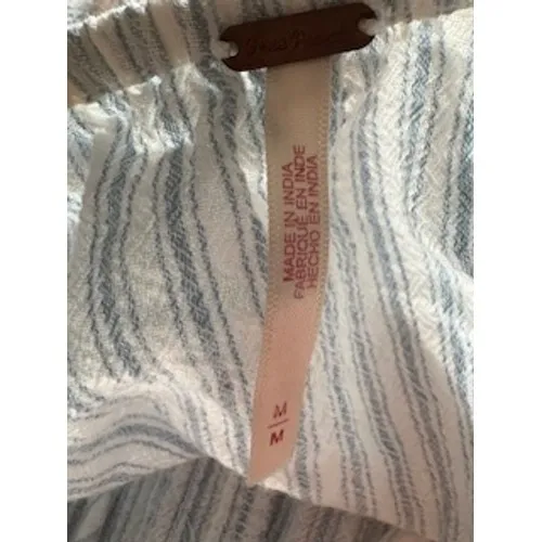 FREE PEOPLE Desert Days Stripped‎ Mini Dress Med Blue Boho Coastal Cottagecore - Image 7