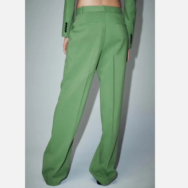 Zara High Rise Straight Leg Full Length Trousers Green Size XL 3736/047/500 - Image 3