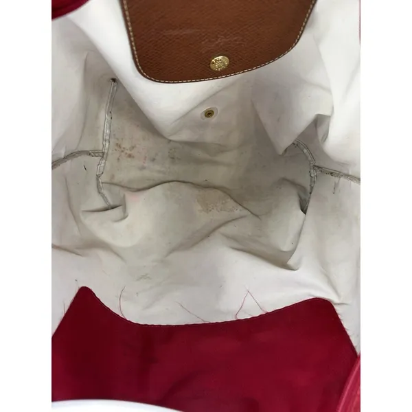Longchamp Le Pliage Tote Bag Lot of 2 Red Gray Nylon Leather AS IS - Image 3