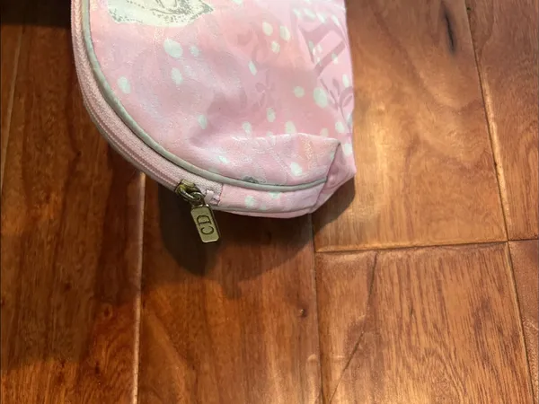 Christian Dior Vintage Pink Satin Imprinted Bow Makeup Case - Image 4