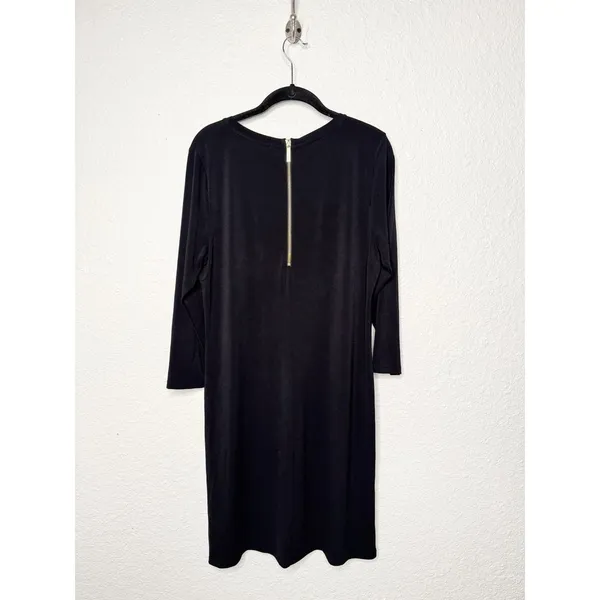 Michael Michael Kors Black Sheer Mesh Panel Long Sleeve Shift Dress SZ L - Image 2