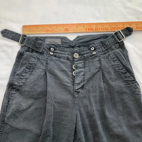 Anthropologie Slouched Trousers Gray Button Fly Pants Womens Size 26 Wide Leg - Image 5