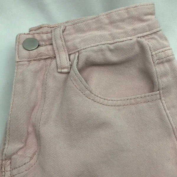 Baby pink flare leg raw edge denim pants woman’s size xtra small - Image 3