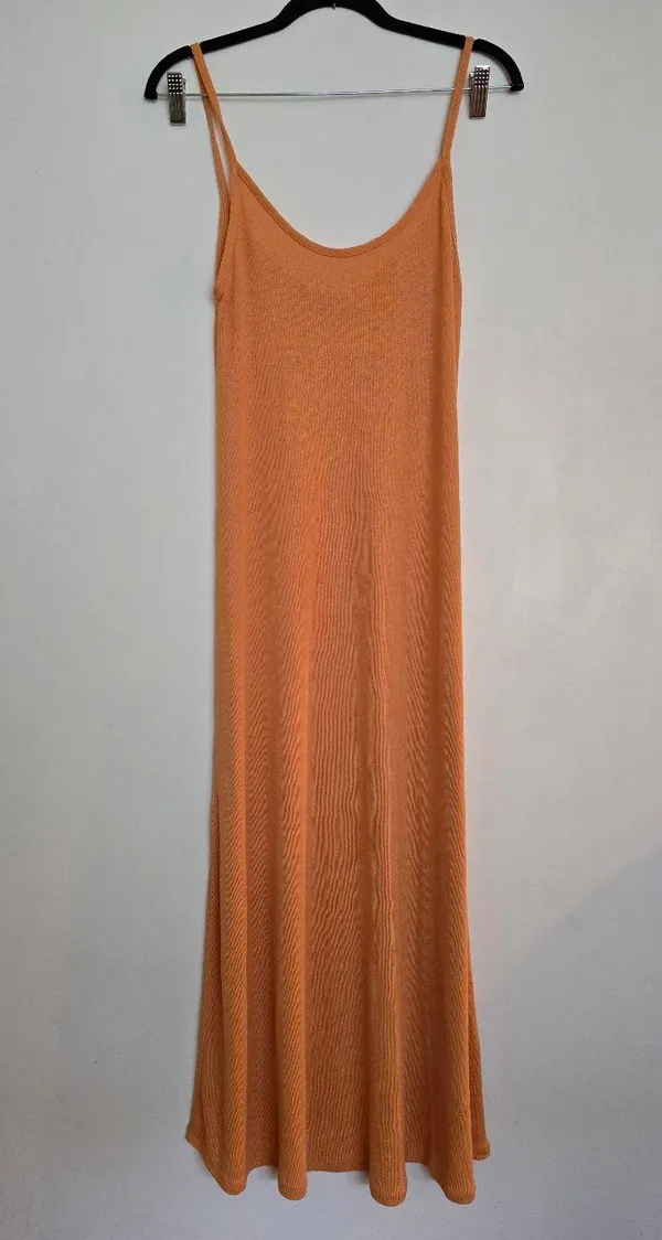 Zara Mustard Yellow Midi Ribbed Stretch Dress Small Blogger Fav - Image 3