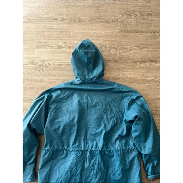 Misty Harbor Rain Coat Jacket Womens Large Teal Hooded Fleece Lined Vinyl Coat - Image 10