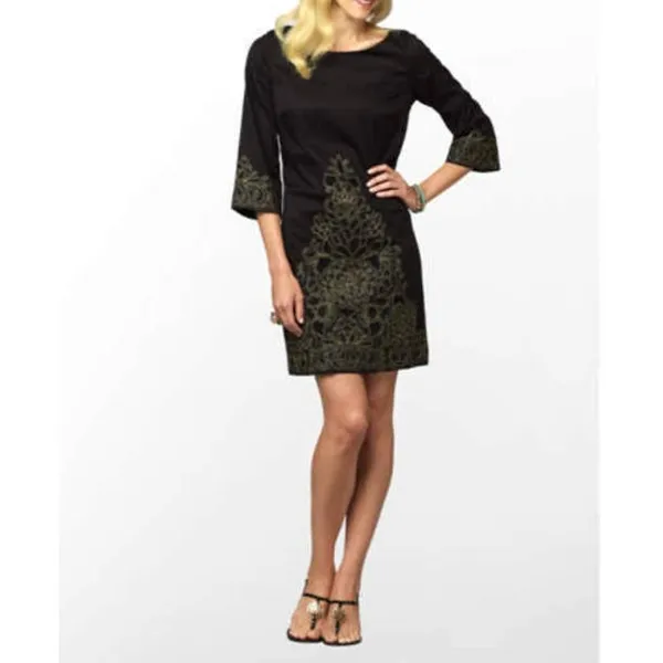 Lilly Pulitzer NWT Size 2‎ XS Shauna Black Gold Embroidered Tunic Dress - Image 2