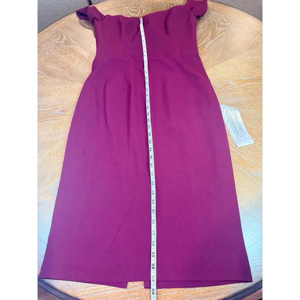 Dress the Population NWT Bailey Off-the-Shoulder Midi‎ Dress Burgundy Size Large - Image 12