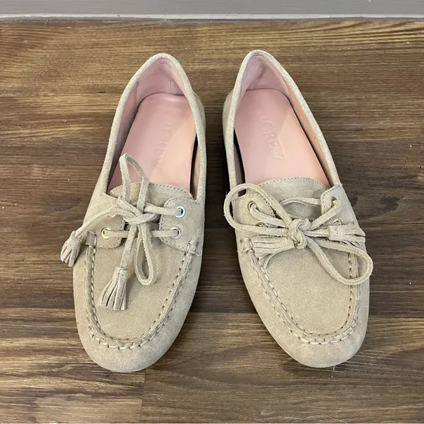 J.‎ Crew Light Khaki Suede Driving Loafers Size 5 - Image 8