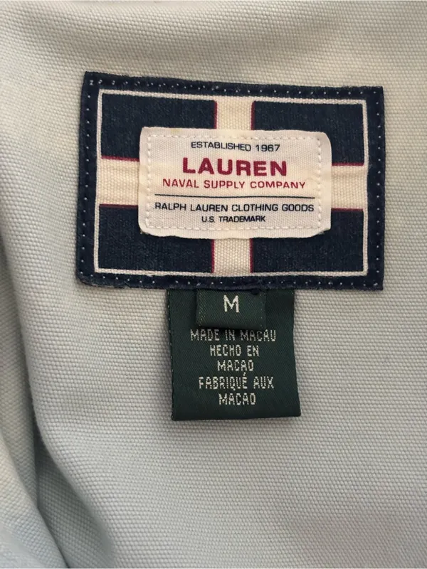 RALPH LAUREN Naval Supply Size M Barn Jacket Blue St Martin Island Boat Print - Image 16