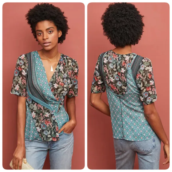 Anthropologie Tiny lovely patchwork wrap top - Image 12