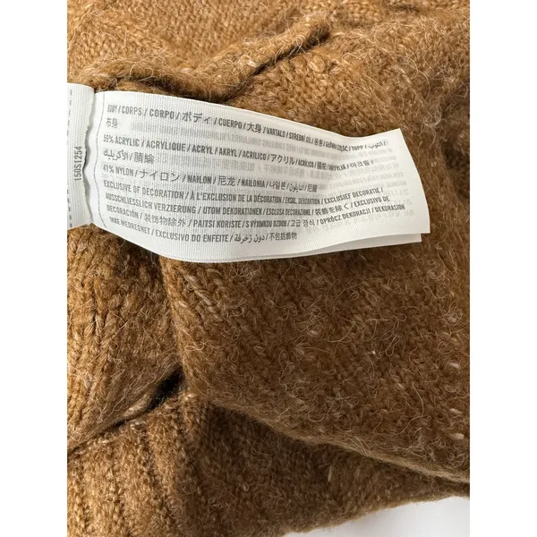 ABERCROMBIE & FITCH Cable Knit Crew‎ Dolman Sweater Sz S/M Brown Y2K Preppy Boho - Image 8