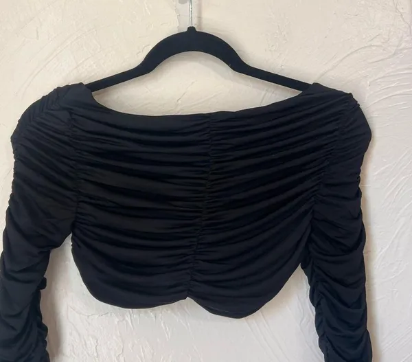 NWT House of CB Yili long sleeve black crop top size XS - Image 8