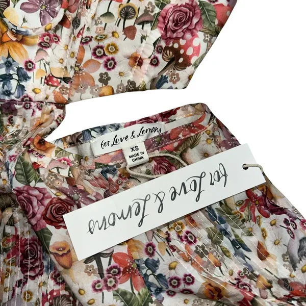 For Love & Lemons Floral Mushroom Print Arya Mini Dress Women’s US XS - Image 5