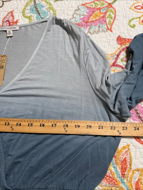 American Eagle Outfitters size xxl v-neck pullover wide sleeve dip dyed top new - Image 7