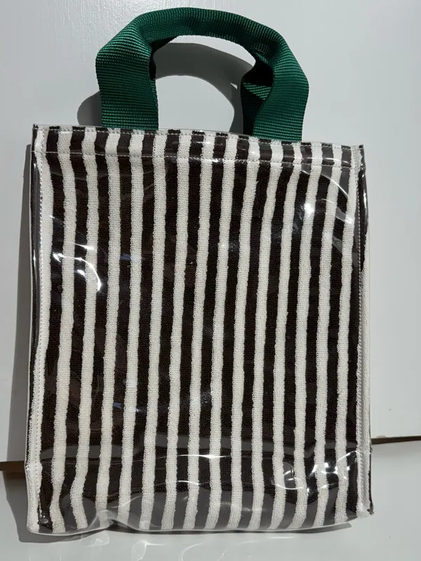 NWOT Anthropologie Coated Terry North South Small Tote Black, White & Green - Image 5