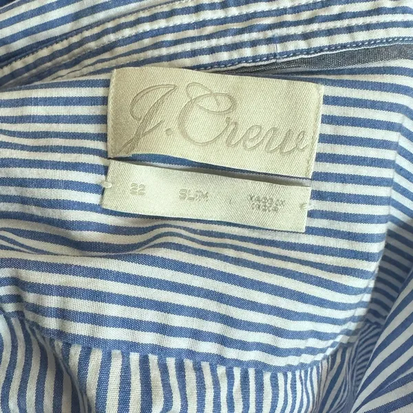 JCrew Cotton Stretch Slim Fit Poplin Shirt Womens 22 Button Up Blue Stripe AW239 - Image 7