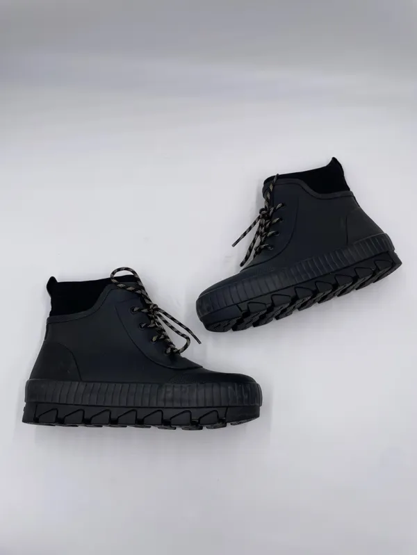 Sperry Torrent Lace Up Rain Boots Size 6.5 Black Waterproof Rubber Gorpcore - Image 10