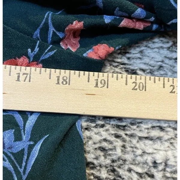 American Eagle Womens Large Peplum Top Blue Floral Tie Front Balloon Sleeve Boho - Image 5