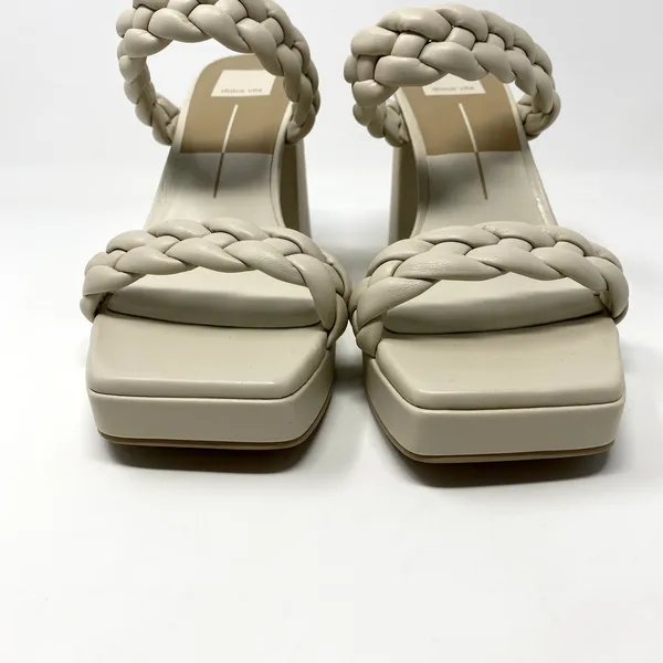 Dolce Vita Ivory Ashby Platform Braided Faux Leather Sandal Block Heels 9.5 - Image 4