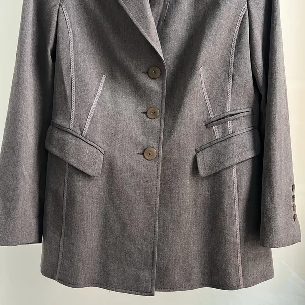 Bianca Grey Blazer Trench Coat Size 8 European Fashion - Image 3