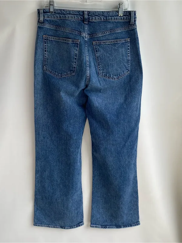 H&M high waist wide leg medium stone wash denim jeans Classic comfy fall winter - Image 4