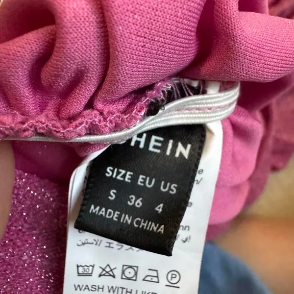 SheIn Pink Ruched Glitter Mini Dress S - Image 5