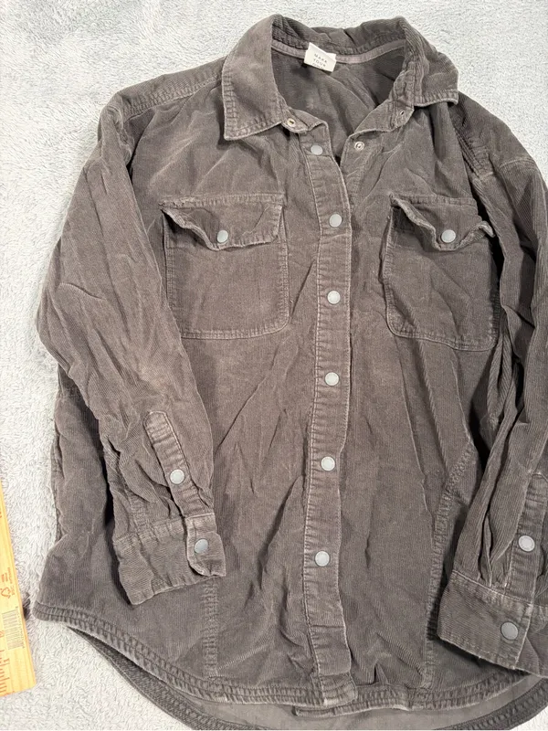 Aerie offline Corduroy Button-Up Shirt Jacket in Charcoal small - Image 2