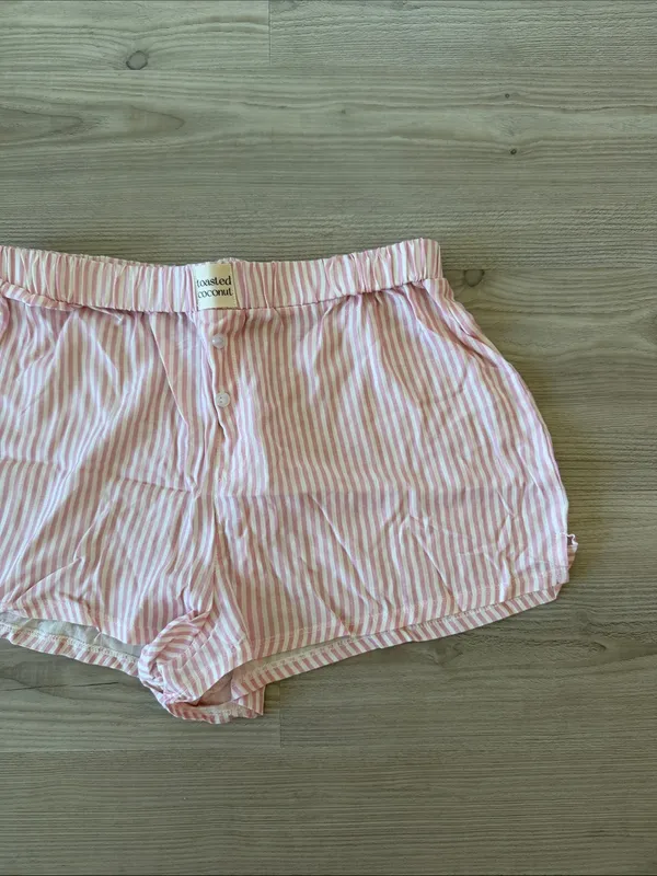 Toasted Coconut Women’s Boxer Shorts Pink Stripe - Image 2