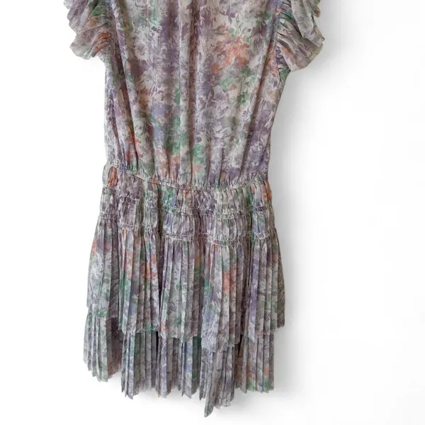 Whimsy floral pastel-colored pleated dress size small - Image 5