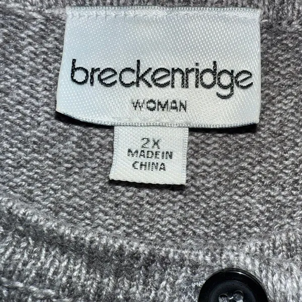 Breckenridge Women's 2X XXL Christmas Cardigan Sweater Vest Winter Snowman Gray - Image 4