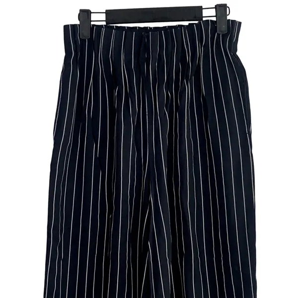 Zara Striped Wide Leg Crop Paperbag Trousers Elastic Waist Pockets S Black White - Image 3