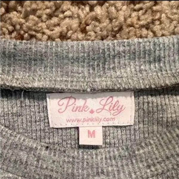 Pink Lily Gray Long Sleeve Bodysuit - Image 2