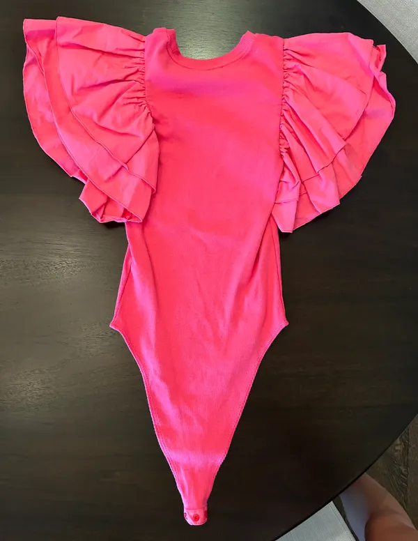 ZARA Hot Pink Ruffle Sleeve Bodysuit - Image 2