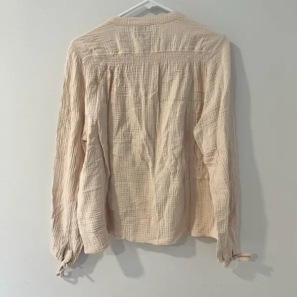 Faherty Everleigh Dream 100% Organic Cotton Gauze Shirt Top‎ Cream Women Size M - Image 7