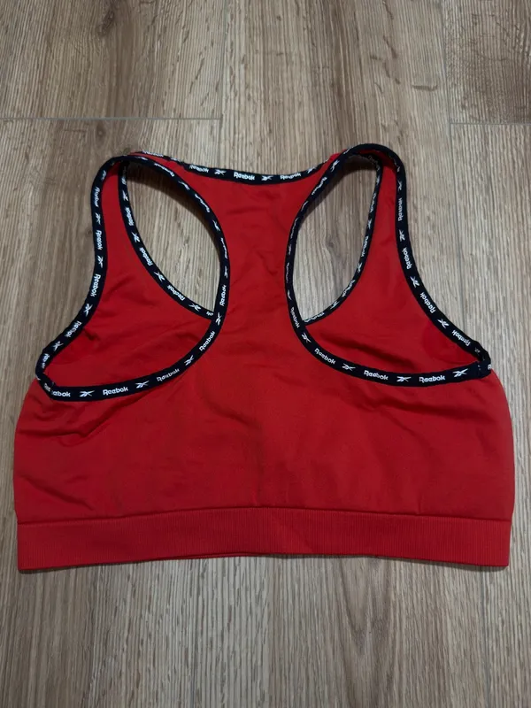Reebok Red Racerback Sports‎ Bra with Black Logo and Trim - Image 2