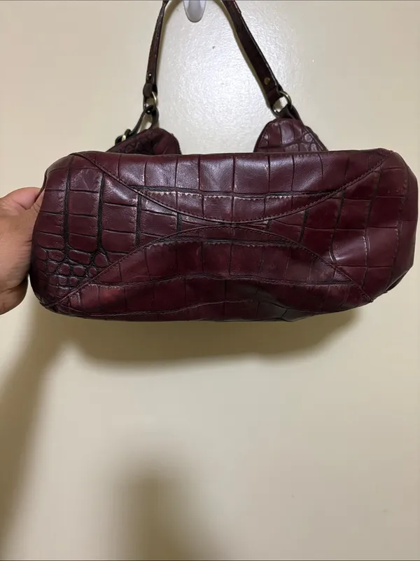 Monsac Croc-Embossed Hobo Bag in Burgundy - Image 3